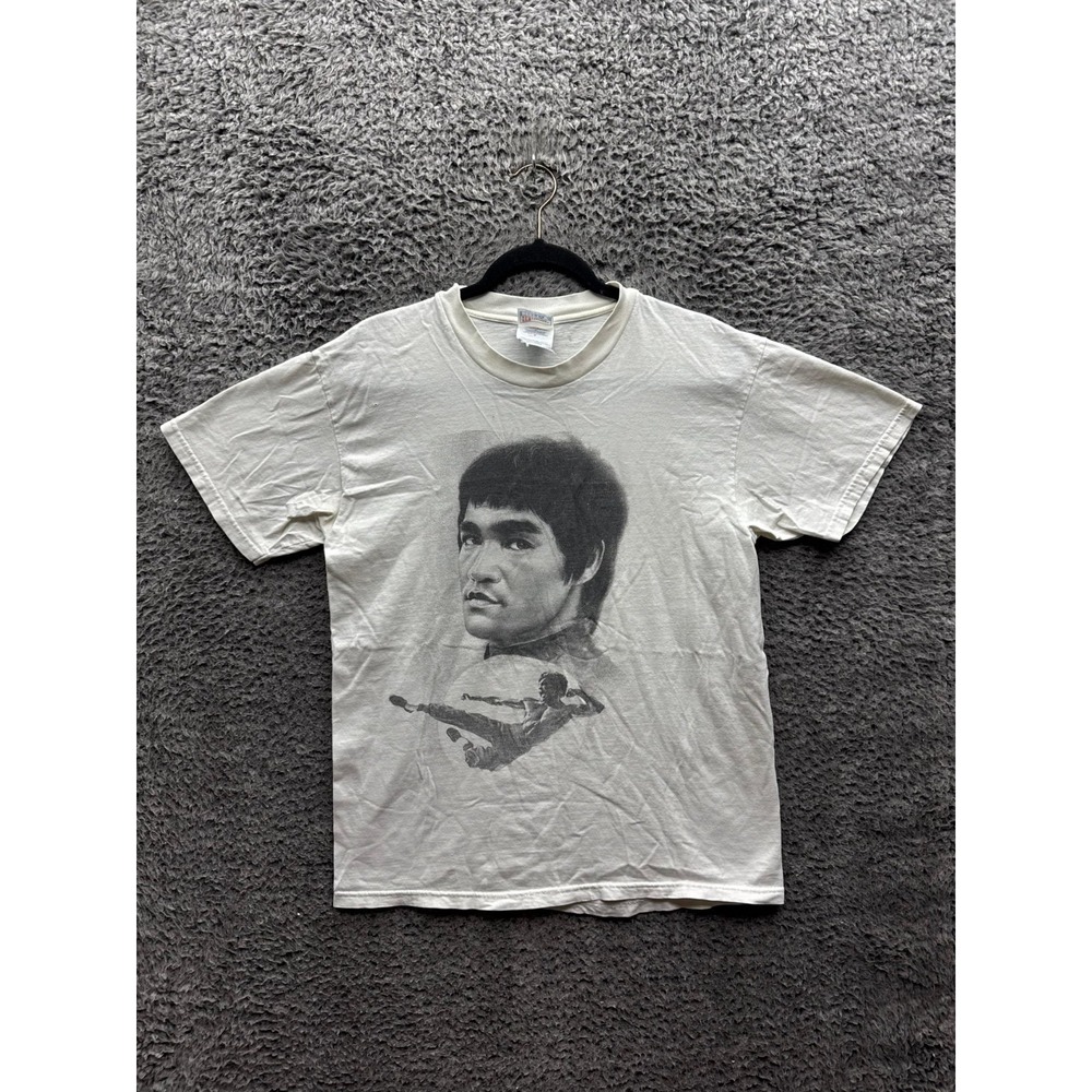 Vintage 90s Hanes Bruce Lee Graphic Crewneck‎ Short Sleeve T-Shirt White Size M